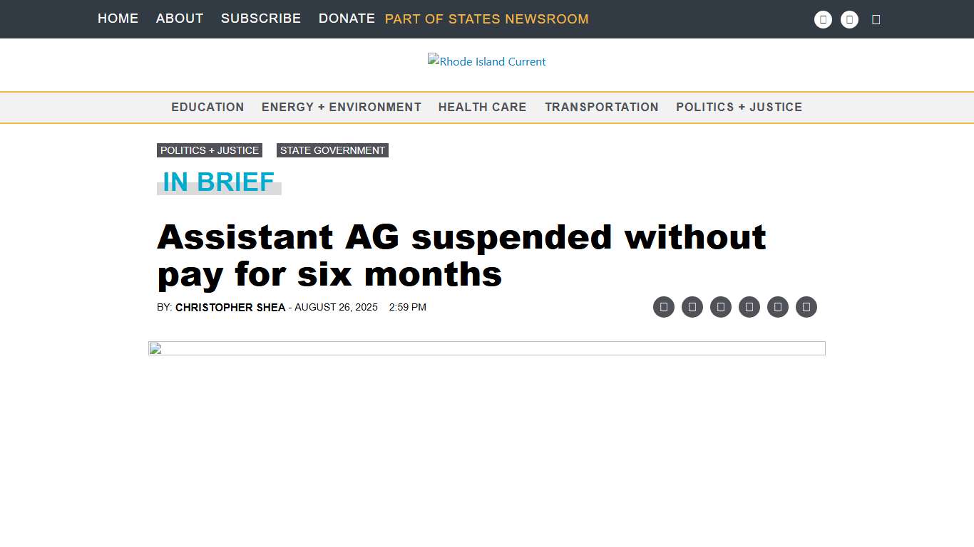 Assistant AG suspended without pay for six months • Rhode Island Current